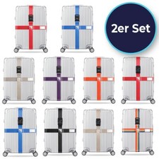 2x Kreuz Kofferband Koffergurt Gepäckband Kofferriemen Gepäckgurt Zahlencode Set