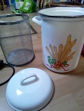 Emaille Bemalter Geithainer Alle Herdtype Spargel Topf mit Siebeinsatz Edelstahl