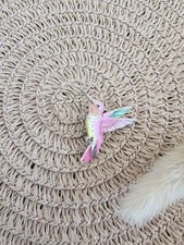 Kolibri Brosche rosa-türkis