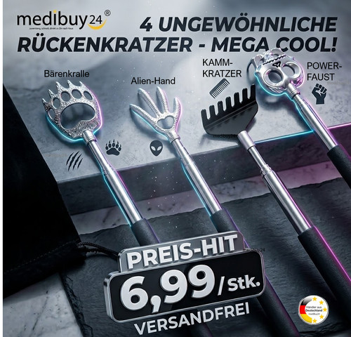 Rückenkratzer teleskopstab - 4x,