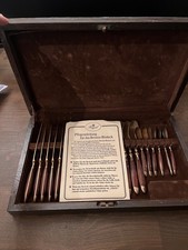 Bronze Besteck Royal 24 teilig | vintage | Rosenholz Griffe