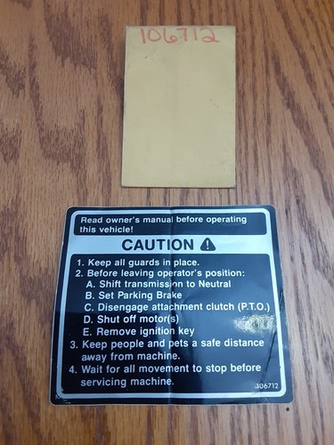 Wheel horse nos caution decal - nos,
