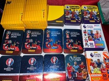 Sammlung leerer Panini Sticker Dosen Aufbewahrungsboxen EM WM Premier