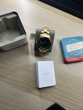 Fossil Herren-Armbanduhr Grün Fs5950 Quarzwerk Edelstahlarmband Goldene Farbe