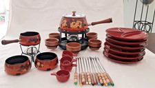 Rustikales Fondueset mit Brenner / 1970er / mit viel Zubehör !