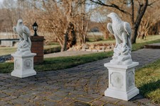 Steinadler Set Adler auf Sockel  Steinfigur 98 cm 170 kg Weißbeton frostsicher