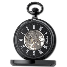 Waidzeit Herren Taschenuhr Edelstahl schwarz mit Uhrenkette UWAFT01