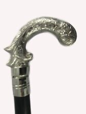 Spazierstock Oma Holz vernickelt L.95cm Geschenk+ Gehhilfe silberfarben antik