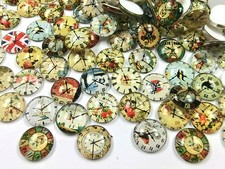 50 Glas Cabochons 12mm Motiv