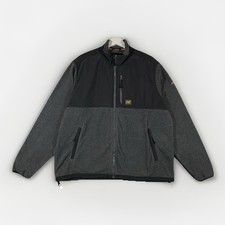 Caterpillar Fleecejacke Herren 2XL Grau Schwarz Logo Full Zip Winter Workwear