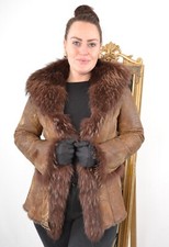 A5374 LEDER KANINCHENFELL JACKE WASCHBÄR BESATZ ECHT PELZ PELZJACKE - FUR JACKET