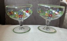 Paar handbemalte Vintage Eisbecher/Kompottschalen mit Fuß 9 cm x 8,5 cm - selten