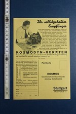 um 1930 Radio Kosmos Lautsprecher Stuttgart Bestellkarte Kosmodyn Magnet Technik
