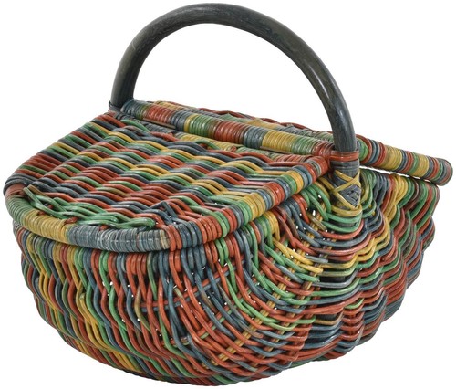 Rattan einkaufskorb mit deckel - rattan,