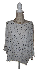 Bluse ? Oberteil weite Ärmel weiß schwarze Punkte Tupfen 3/4 arm gepunktet