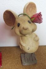 ??süße Deko Maus mit Rose Standfigur schwer Metallfüße 1,2 Kilo Mäuschen Ratte