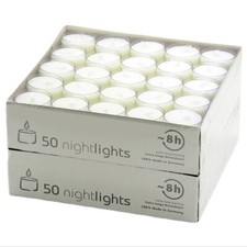100 Teelichter Nightlights lange Brenndauer 8 Std transparente Hülle B-WARE