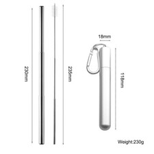 Ausziehbarer Strohhalm aus Edelstahl Metall Trinkhalme Cocktail wiederverwendbar