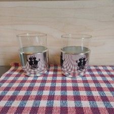 2 DDR Teegläser Jenaer Glas mit Einsatz , Tee  Saft Glas  Motive Teufel