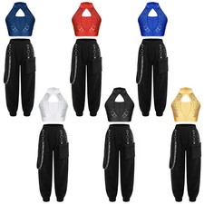Kinder Mädchen Tracksuit 2-teilig Weste Und Hose Loose Top Mit Hosen Tanz Bühne