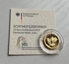 20 € Goldmünze 2013: Deutscher Wald Kiefer Mzz. D st