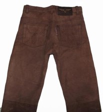 -STICKS & STONES- Herren- LEDERJEANS / Nubuk- Lederhose in braun W29 / L33