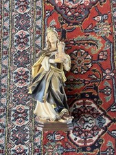 Heilige Barbara aus Holz geschnitzt - mit Ölfarben lasiert Original Dolfi