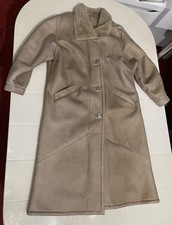 Mantel Braun 100% Gewachsenes Lammfell Siehe Fotos Ca.123cm Lang Größe 42 