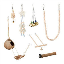 Vogelspielzeug Vogelkäfig Zubehör Nymphensittich Spielzeug 7 Teile Naturmaterial