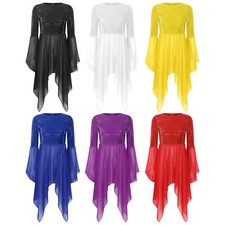 DE Frauen Tanz Anbetung Liturgie Tuniken Kleider Lob Tanzbekleidung See-Through