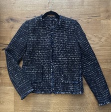 Damen Blazer Jacke kurz Tweed Gr. S 36 schwarz blau mehrfarbig TOP!