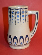 Jugendstil Krug Blaues Kreis-/Oval-Dekor Nummeriert Riemerschmid Merkelbach
