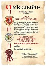 Urkunde SCHLOSSER DIN A4  HW Diplom  Arbeits- Geschäfts- Jubiläum