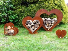 Herz aus Metall - Holz-Regal - Edel-Rost - Garten Terrasse - Deko -  SET!!