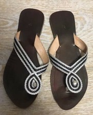 Gewebte Sandale Echt-Leder Zehentrenner Flip Flops handgefertigt Gr38 aus Indien