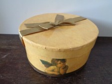 PAPPSCHACHTEL Schachtel Deckeldose Geschenk-Karton Box rund mit Raffael-Engel