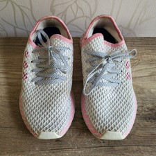 Adidas Deerupt Runner White Damen Sneaker Schuhe  EE7003 Weiß Rosa Gr. 39 1/3