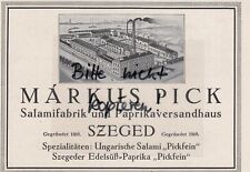 SZEGED, Werbung 1918, Márkus Pick Salami-Fabrik Paprika-Versandhaus