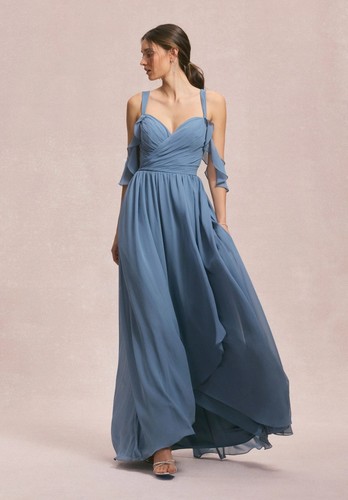 Gerafftes chiffon abendkleid - gerafftes,