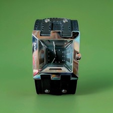 BRUNO BANANI UHR,  Schwarzes Leder -Uhrenband, Silbernes Gehäuse