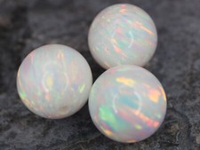 GOLDJUNGE69 * 3x OPAL KUGEL (LAB) WEISS  8mm TOLLES FEUER FÜR NYLON-KETTE