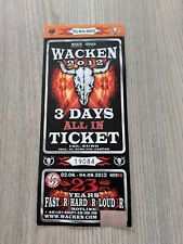 Wacken 2012 Ticket Eintrittskarte Karte Sammlerstück Festival Metal Selten Rar 