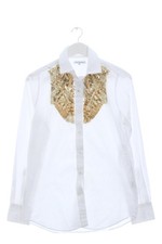 FAITH CONNEXION Blusenshirt Damen Bluse Gr. DE 34 weiß-goldfarben Casual-Look