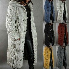 Damen Lange Strickjacke Mantel