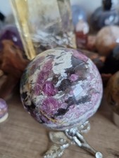 Pink Turmalin Mica Rauchquarz Kugel ca 6,9 cm