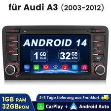 1+32GB Android 14 Für AUDI A3 8P 2003-2012 Autoradio Apple Carplay GPS Navi WIFI