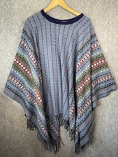 Wollponcho One Size Blau