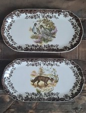 2 Stück Palissy Game Series längliche Platten Servierplatte 27 cm / braun