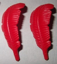 16066, 2x Hut- Feder, Federbusch, rot