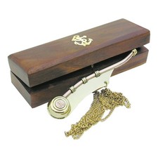 Bootsmannpfeife Bootsmannspfeife aus Messing/Kupfer 12,5 x 4 cm Sea-Club